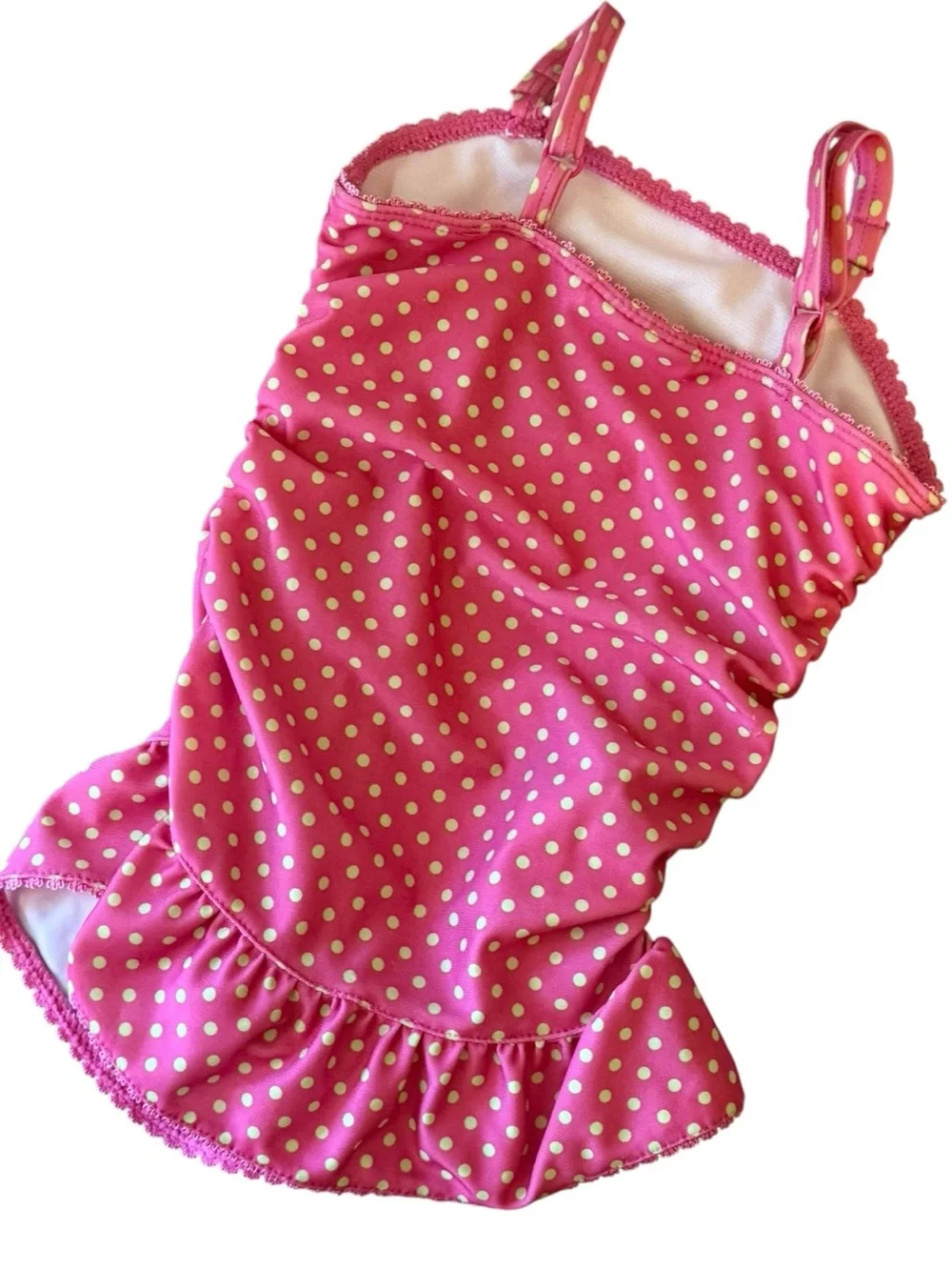 U.S. Polo Assn. Girls Pink Polka Dot One Piece Swimsuit Bow Ruffle 18 Months